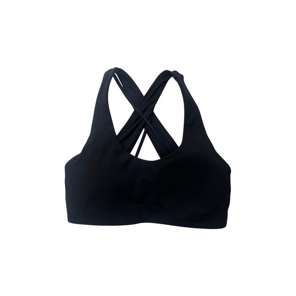 Lululemon Sports Bra Womens 2 Black Energy Bra Removable Pads Elastic Underband